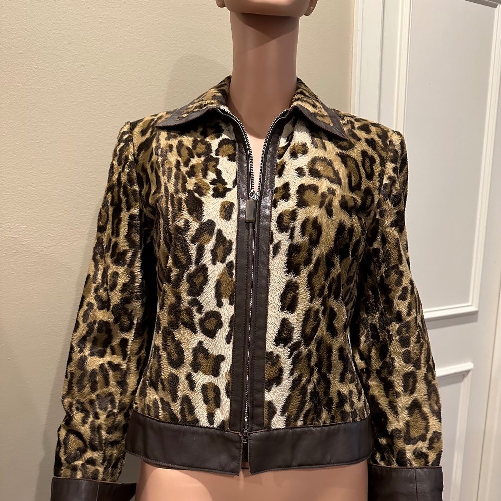 Doncaster Faux Fur and Brown Leather Jacket size 6